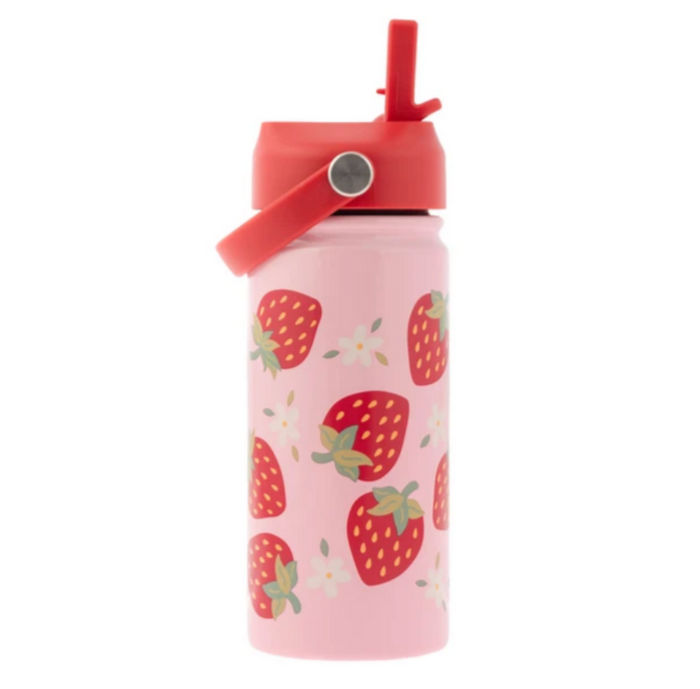 Stephen Joseph Insulated Stainless Steel Water Bottle with Handle - STRAWBERRY NEW