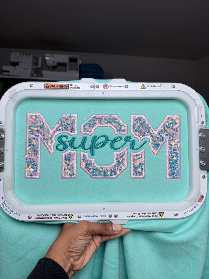 Super Mom Applique Embroidery Design