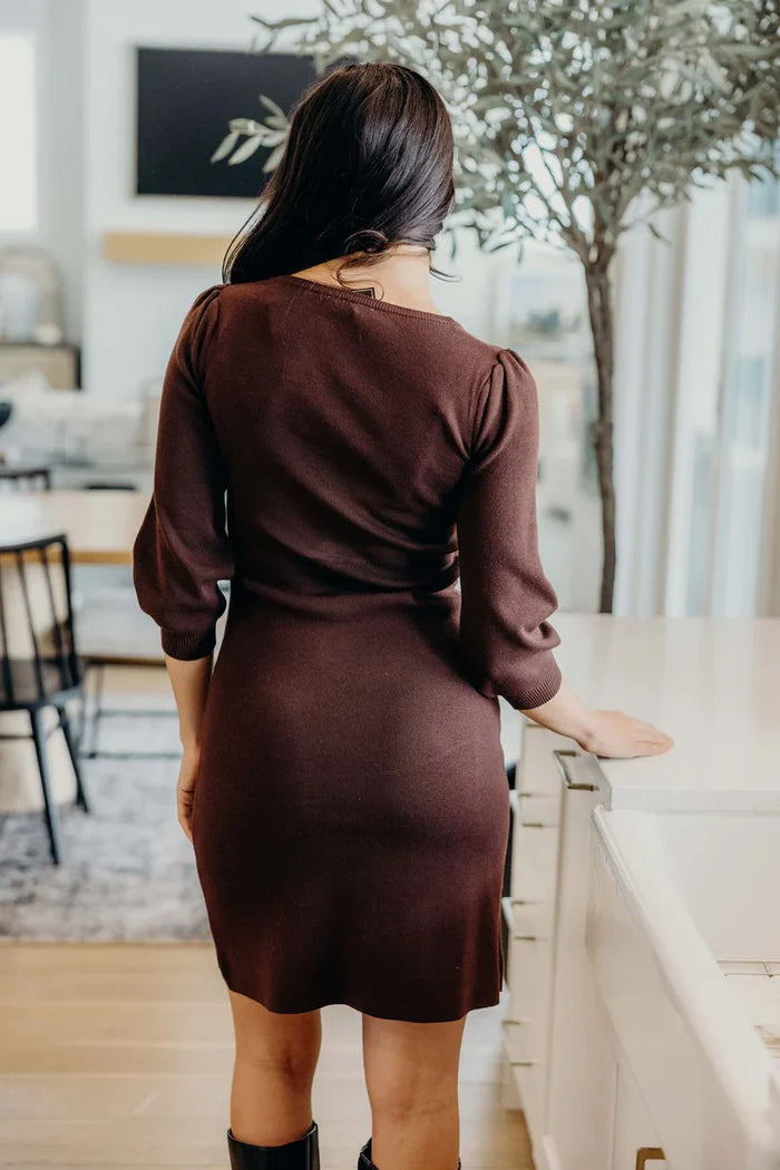 The Jodi Dress in Walnut Knee Length Dress Mikarose- Tilden Co.