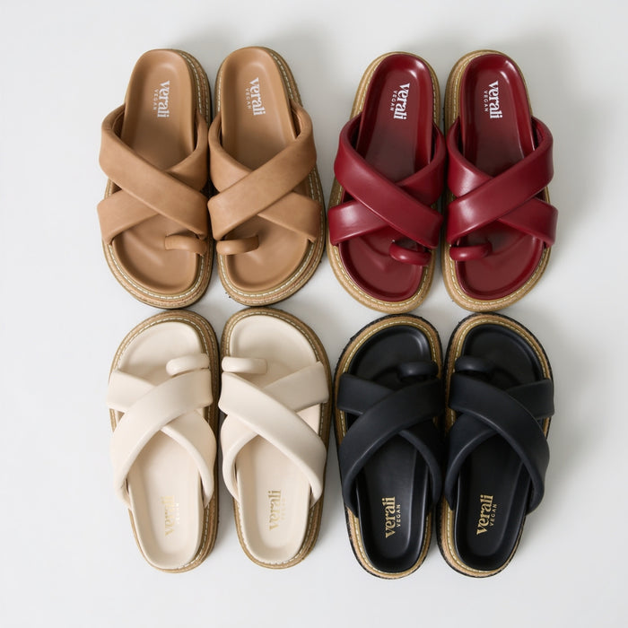 Thelma Flatform Slides - Bone White