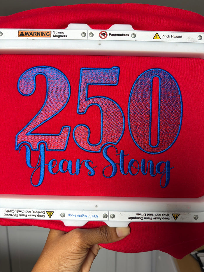 USA 250 Years Strong Fill Stitch Embroidery Design