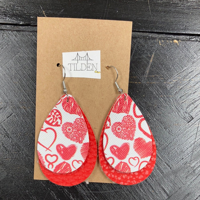 Valentines 2 Faux Leather Earrings earring Daydreamer Creations- Tilden Co.