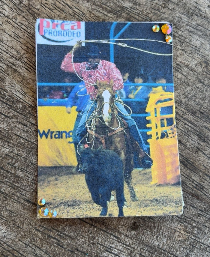 Vintage Bedazzled Tie-Down Roping Single Hat Card