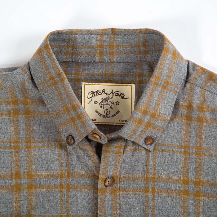 Western - Grey and Mustard Yarn Dyed Plaid