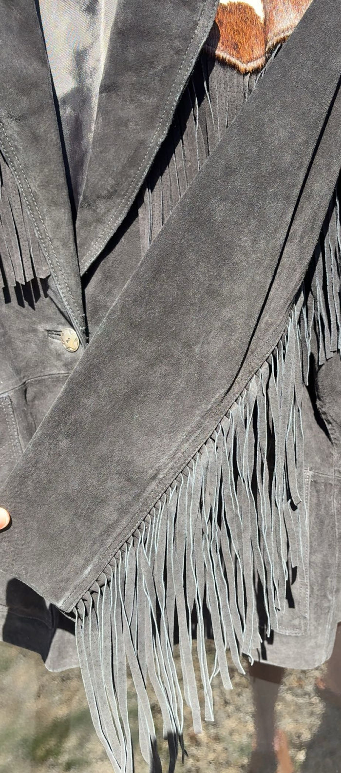 100% Leather And Cowhide Vintage Fringe Jacket