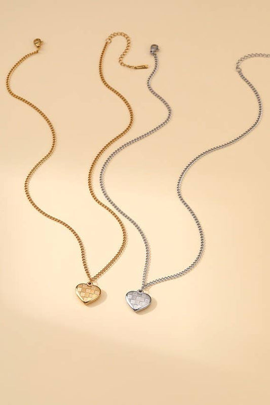 18K Stainless Steel Checker Necklace GOLD GOLD JOSSLYN by wall to wall- Tilden Co.