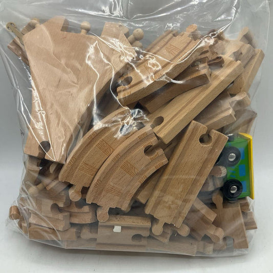 2 Gallon Bag Of Assorted Wooden Trains & Tracks