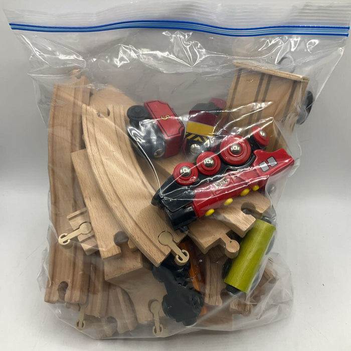 2 Gallon Bag Of Assorted Wooden Trains & Tracks
