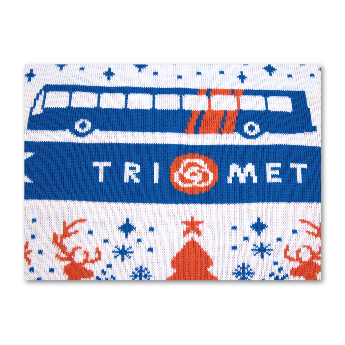 TriMet Ugly Sweater Decoration Close-Up - bus and TriMet logo