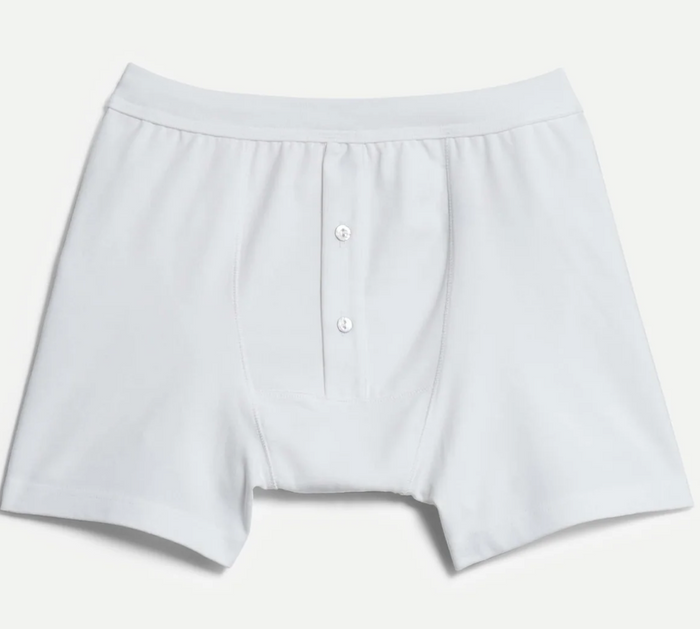 255 Merz b. Schwanen Loopwheeled Mid-Weight Button Fly Boxer- 01 White