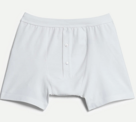255 Merz b. Schwanen Loopwheeled Mid-Weight Button Fly Boxer- 01 White
