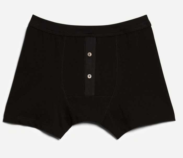 255 Merz b. Schwanen Loopwheeled Midd-Weight Button Fly Boxer- 99 Deep Black