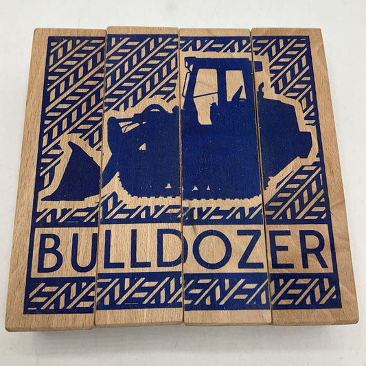 4pc Wooden Construction Vehicle Puzzle Blocks