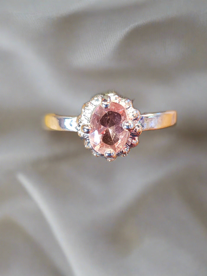 .925 Pink stone ring size 8.5