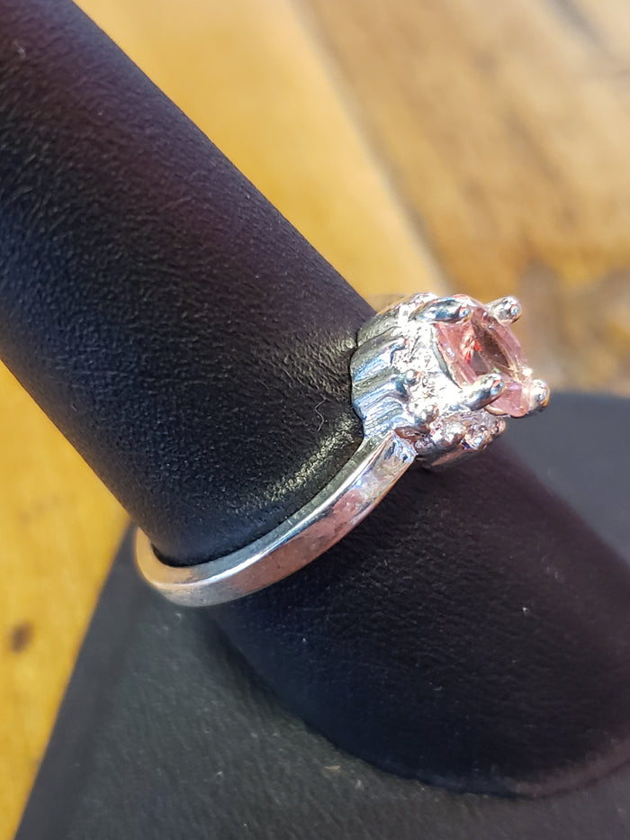 .925 Pink stone ring size 8.5