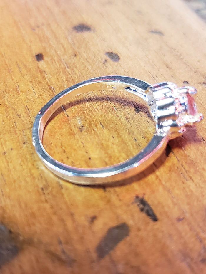 .925 Pink stone ring size 8.5