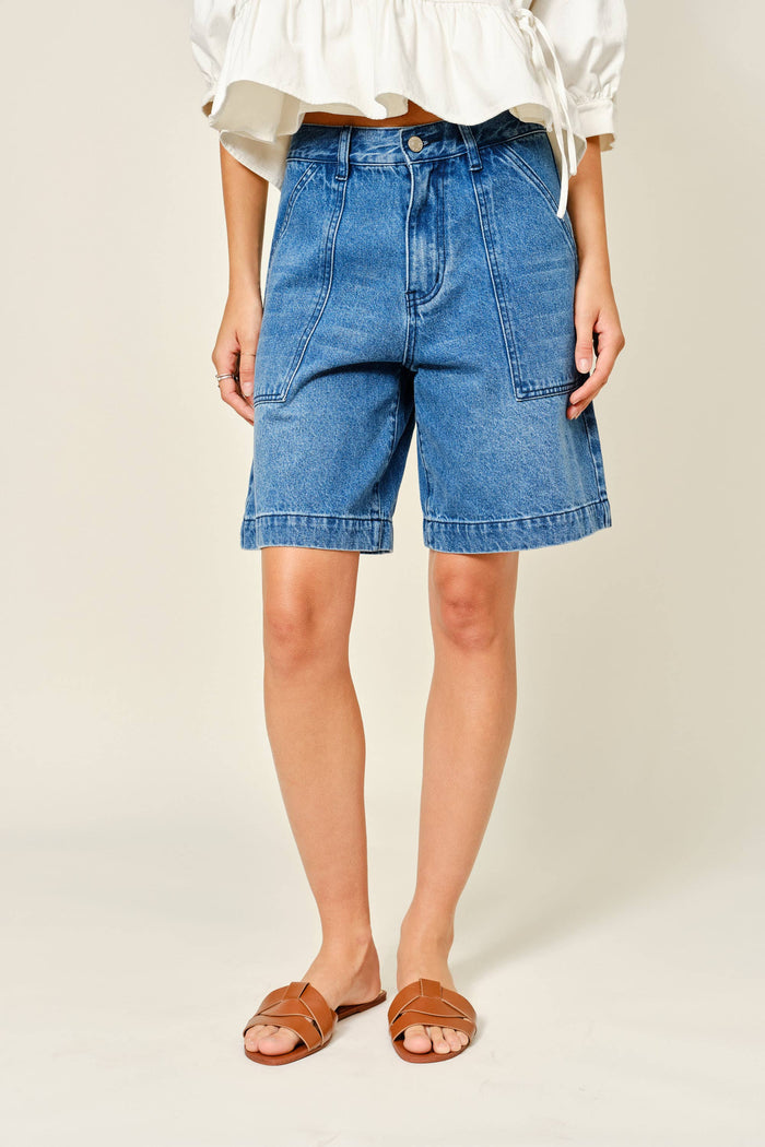 A-Line Bermuda Denim Shorts Small Small Shorts Aaron & Amber- Tilden Co.