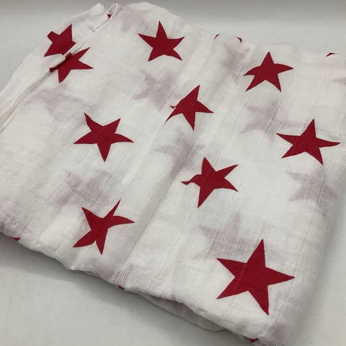 Aden + Anais White/Red Star Print Muslin Blanket