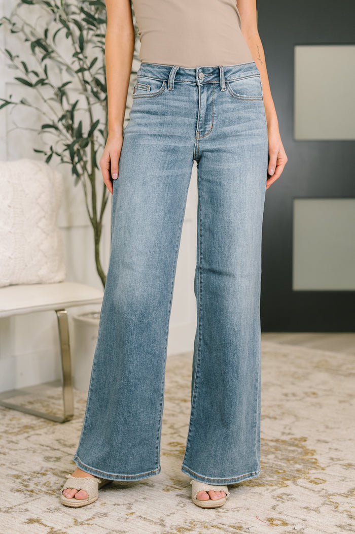 Adrian Mid Rise Retro Wide Leg Jeans Ave Shops- Tilden Co.
