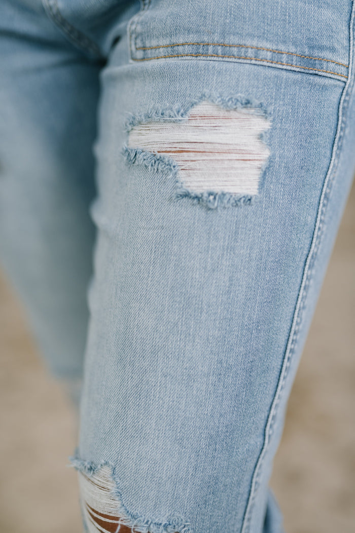 Aiden High Rise Patch Pocket Distressed Boyfriend Jeans Jeans Ave Shops- Tilden Co.