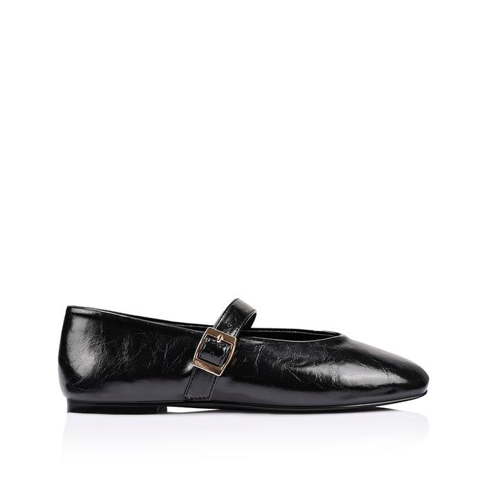 Alaska Mary-Jane Flats - Black Crinkle