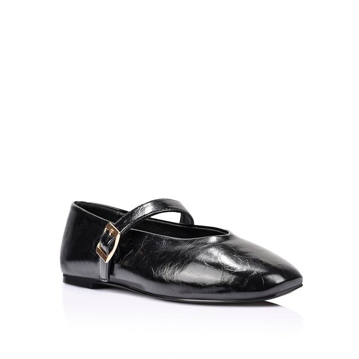 Alaska Mary-Jane Flats - Black Crinkle