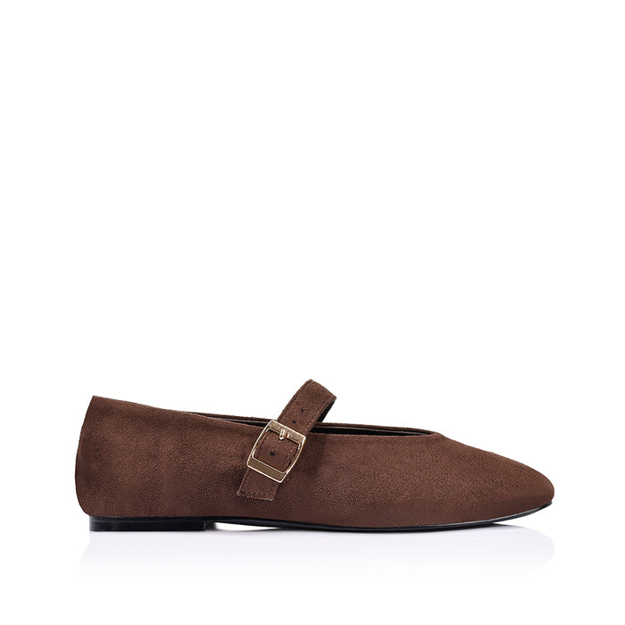 Alaska Mary-Jane Flats - Chocolate Brown Micro