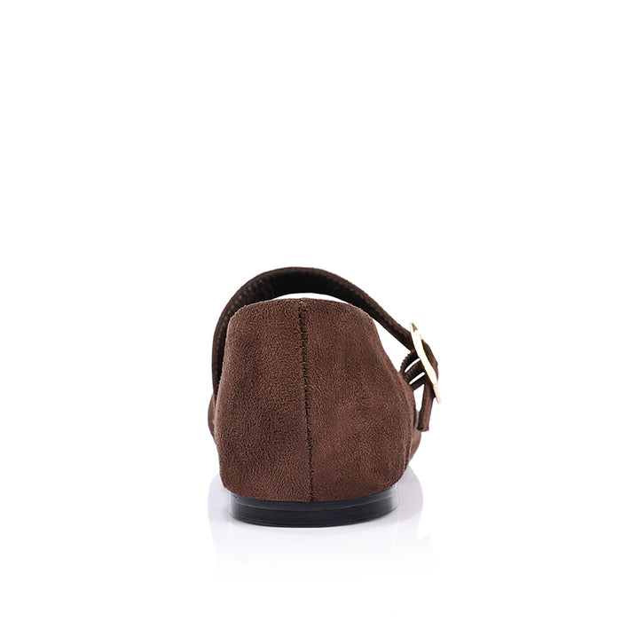 Alaska Mary-Jane Flats - Chocolate Brown Micro
