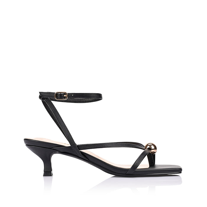 Alice Kitten Heel Sandals - Black