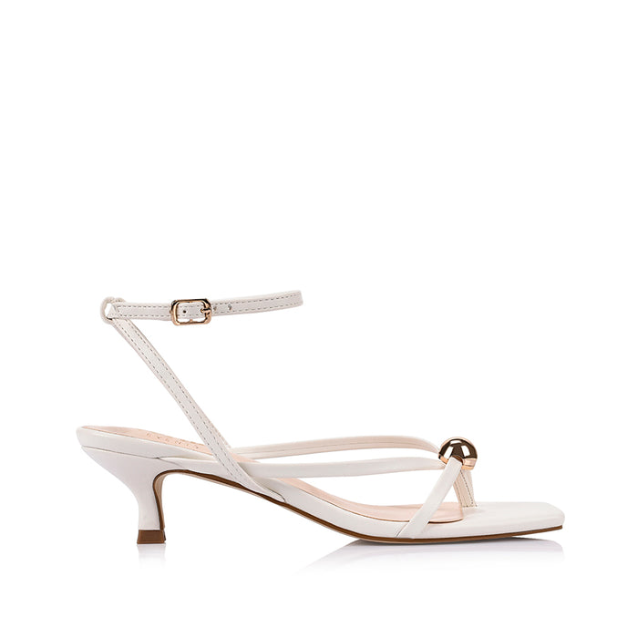 Alice Kitten Heel Sandals - Chalk White
