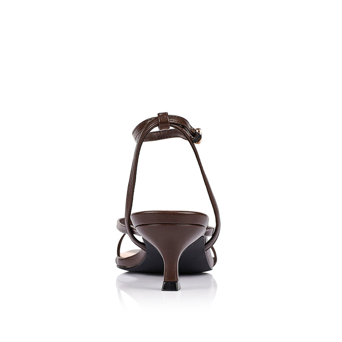 Alice Kitten Heel Sandals - Chocolate Brown