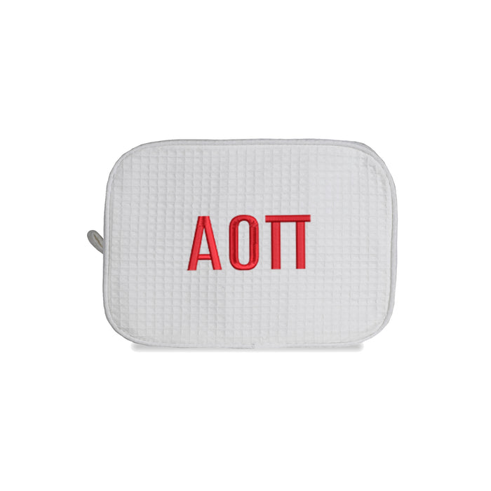 Alpha Omicron Pi Waffle Weave Cosmetic Bag
