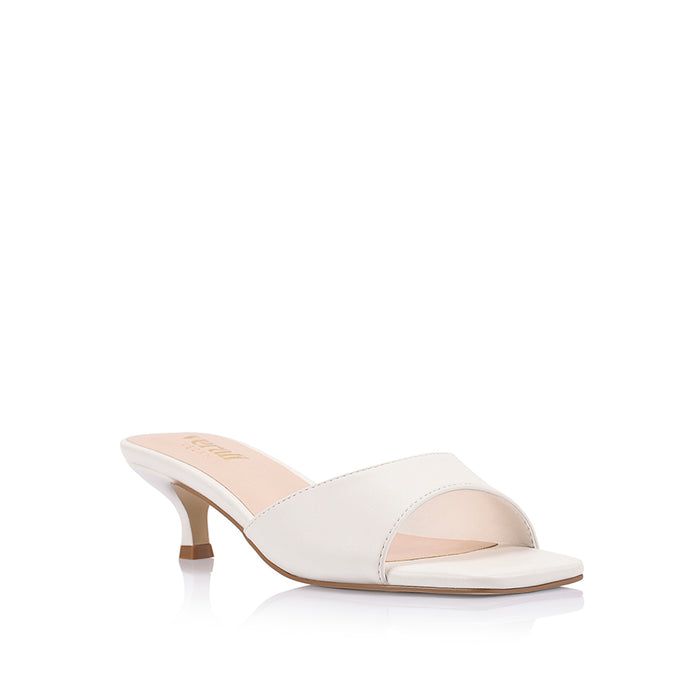 Alyssa Kitten Heel Mules - Chalk White