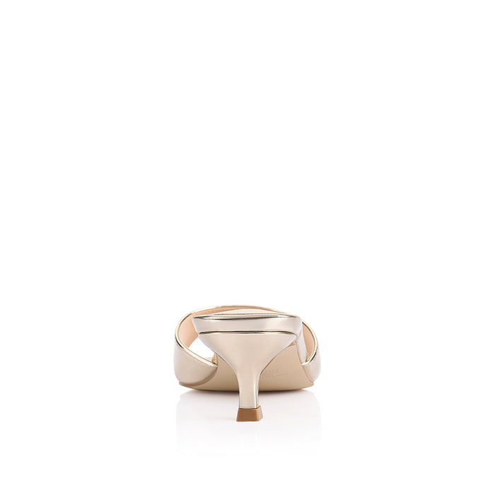 Alyssa Kitten Heel Mules - Champagne Gold