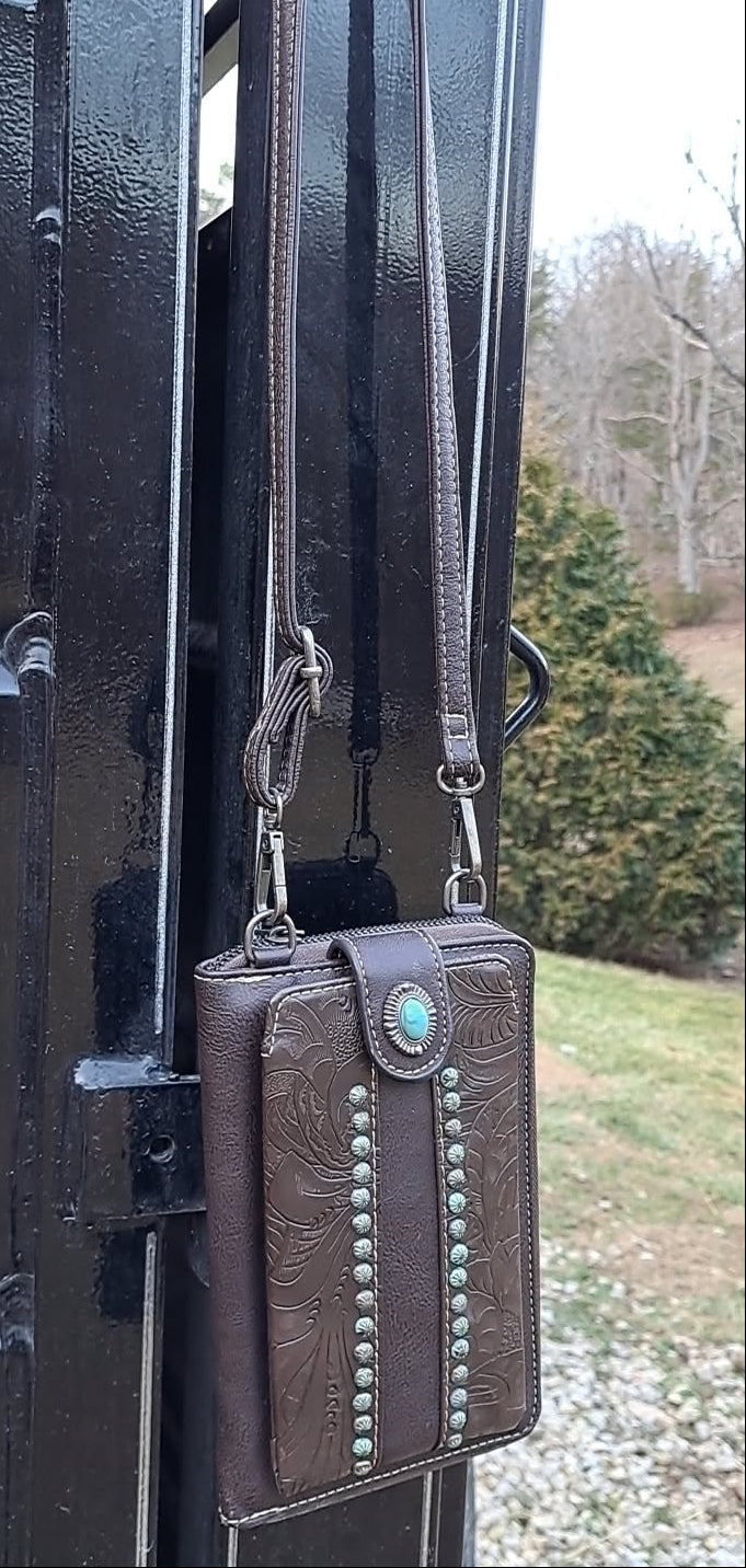 American Bling Leather And Turquoise Shoulder Bag