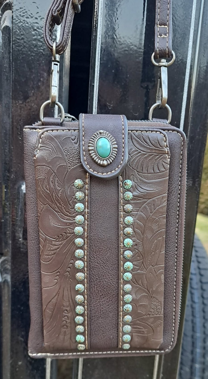 American Bling Leather And Turquoise Shoulder Bag