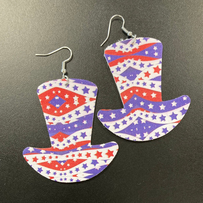 American Hat Faux Leather Earrings     Daydreamer Creations- Tilden Co.