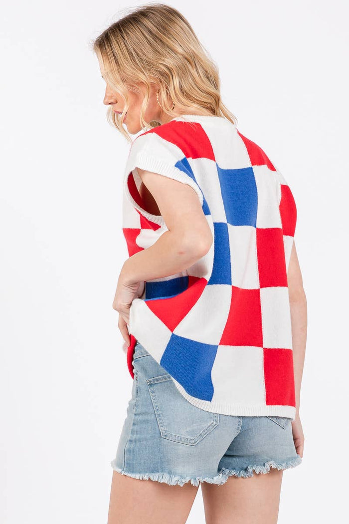 Americana Sweater Vest T-Shirt Sewn and Seen- Tilden Co.