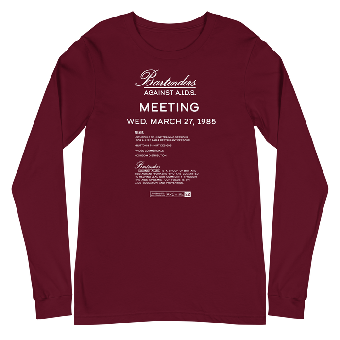 Archive 82: Bartenders Against AIDS Gender Neutral  Long Sleeve Tee