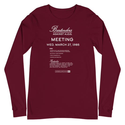 Archive 82: Bartenders Against AIDS Gender Neutral  Long Sleeve Tee