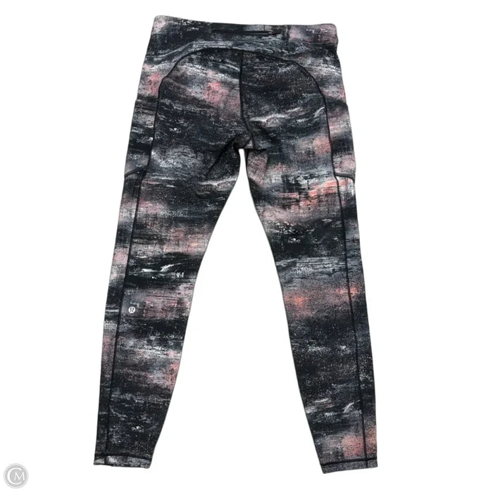 Athletic Leggings By Lululemon In Black & Pink, Size: L