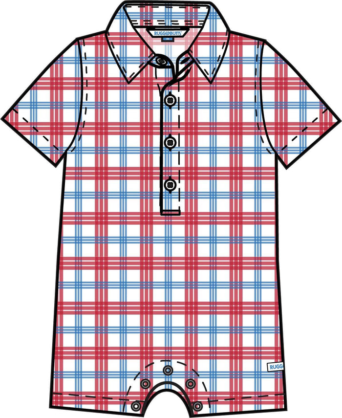 Baby Boys Lincoln Plaid Short Sleeve Woven Button-Up Romper - Premium Baby & Toddler Outfits from RuffleButts + RuggedButts - Just $42.95! Shop now at Pat's Monograms