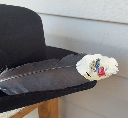 Barrel Racing Painted Heron Feather