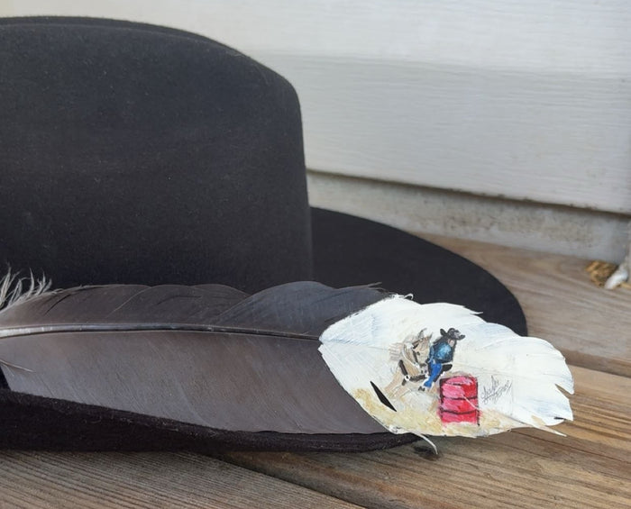 Barrel Racing Painted Heron Feather