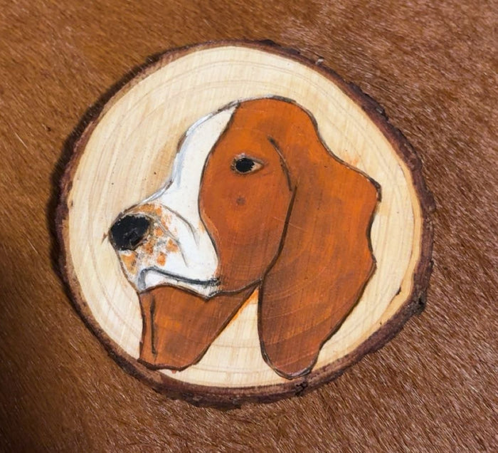 Basset Hounds - Custom Wood Burned Coaster Set- Set Of 4