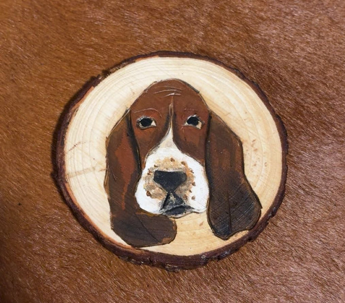 Basset Hounds - Custom Wood Burned Coaster Set- Set Of 4