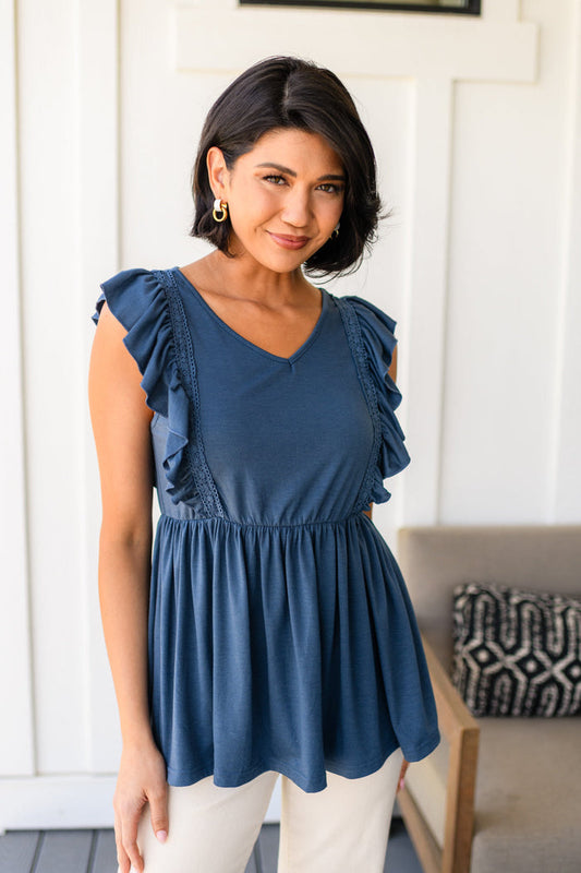 Before Now Ruffled Babydoll Top Tops Ave Shops- Tilden Co.