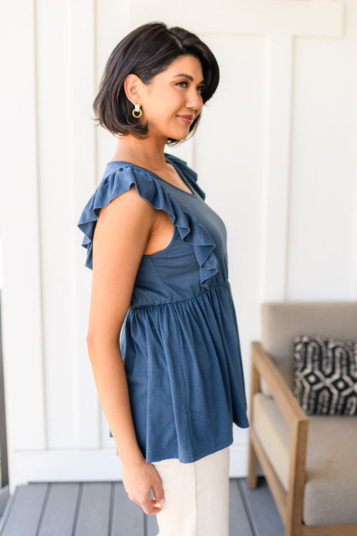 Before Now Ruffled Babydoll Top Tops Ave Shops- Tilden Co.