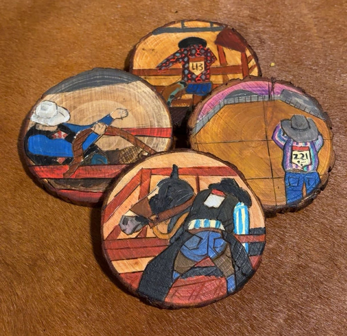 Behind The Chutes - Custom Wood Burned Coasters - Set of 4