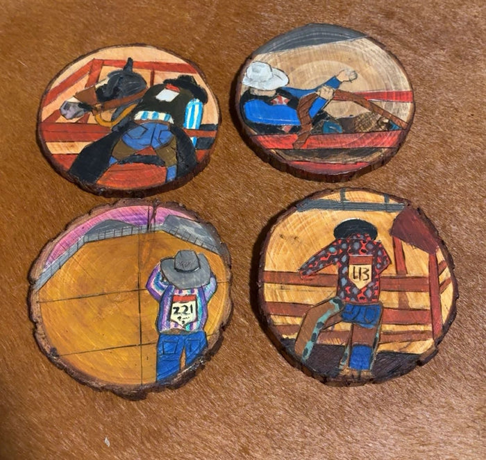 Behind The Chutes - Custom Wood Burned Coasters - Set of 4
